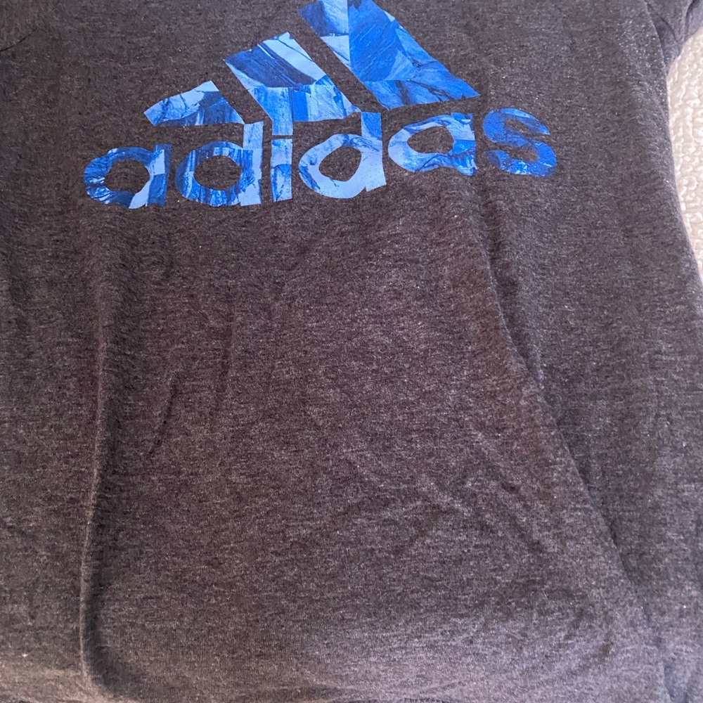 Adidas dark gray blue tee size small